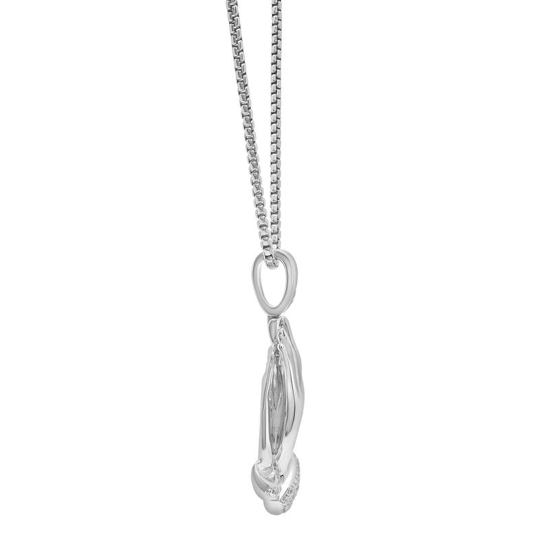 Men&rsquo;s Praying Hands Pendant with Diamonds in Sterling Silver &#40;1/4 ct. tw.&#41; – Image 2 of 4