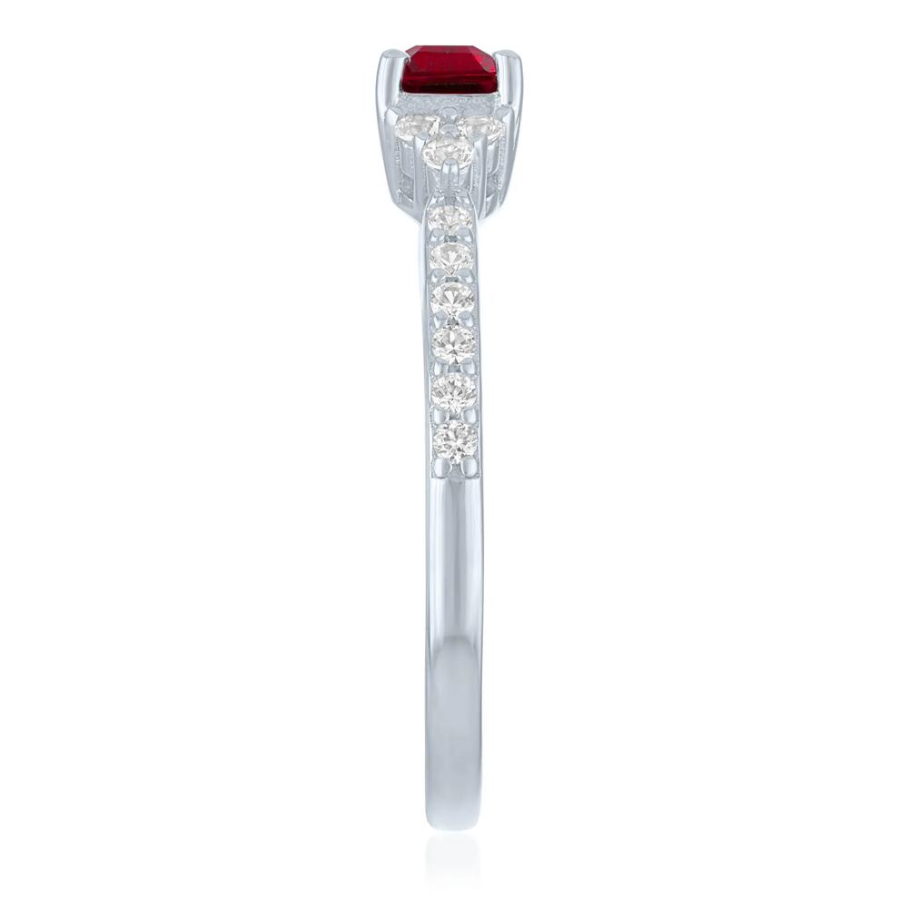 Lab-Created Ruby &amp; Lab-Created White Sapphire East-West Ring in Sterling Silver – Image 3 of 3