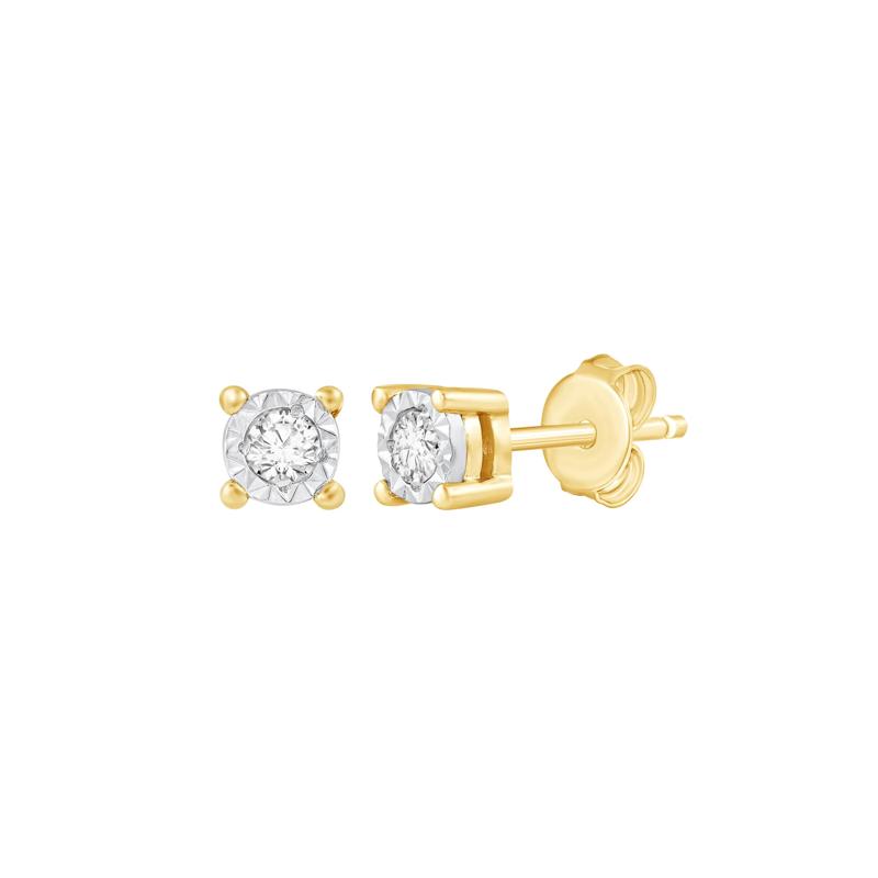 Diamond Illusion Earring Set in 10K Yellow, White and Rose Gold &#40;1/4 ct. tw.&#41; – Image 2 of 4