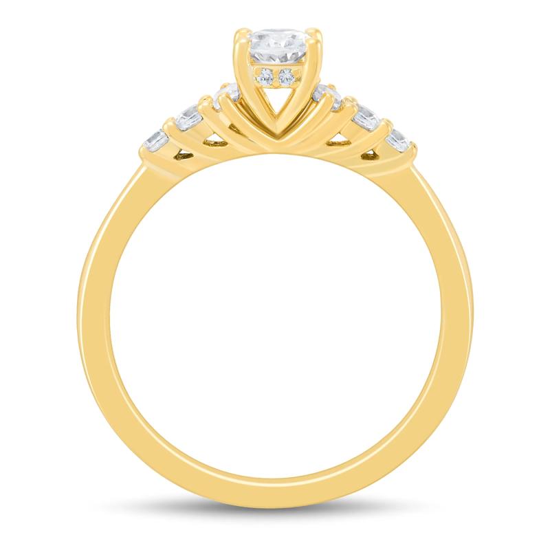 Diamond Oval and Baguette Engagement Ring in 14K Yellow Gold &#40;3/4 ct. tw.&#41;  – Image 3 of 3