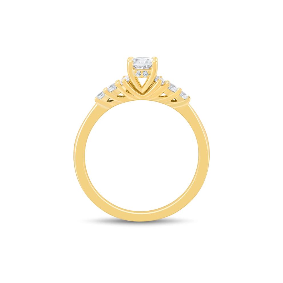 Diamond Oval and Baguette Engagement Ring in 14K Yellow Gold (3/4 ct. tw.)  – Image 3 of 3