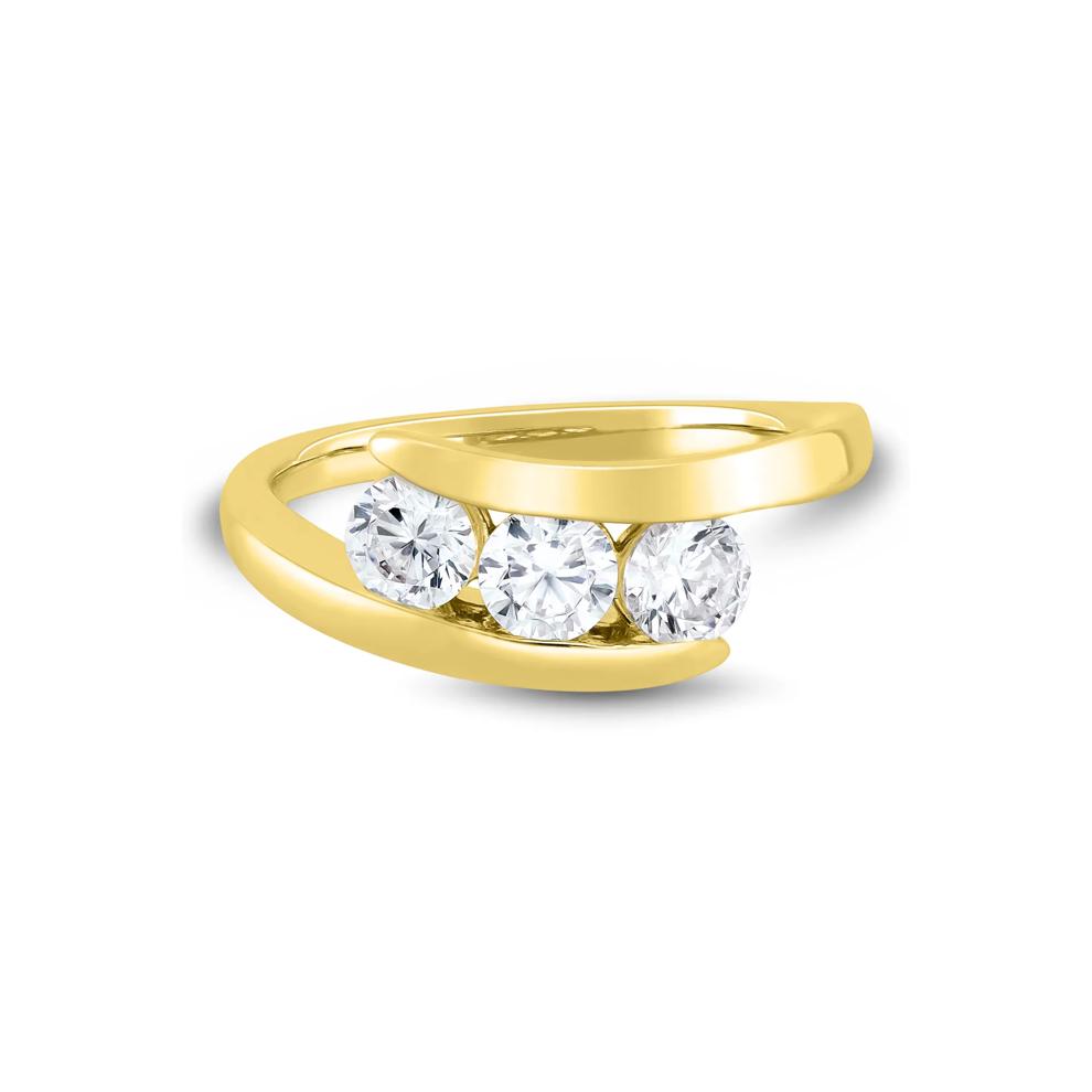 Lab Grown Diamond Three Stone Bypass Ring in 10K Yellow Gold (1 ct. tw.) – Image 1 of 3