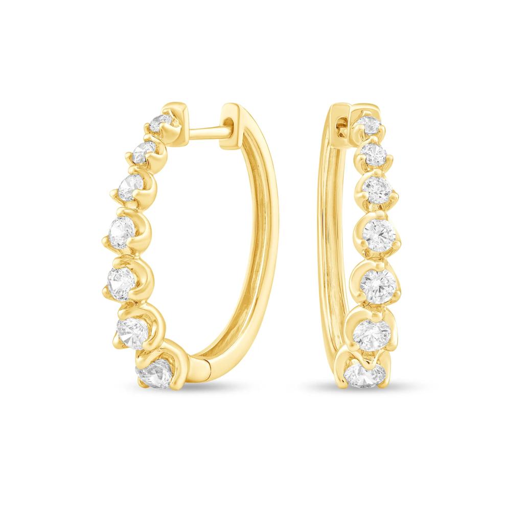 Diamond Graduated Hoop Earrings in 10K Yellow Gold (1 ct. tw.) – Image 1 of 3