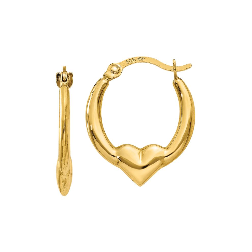 Heart Hoop Earrings in 14K Yellow Gold, 16MM – Image 1 of 1