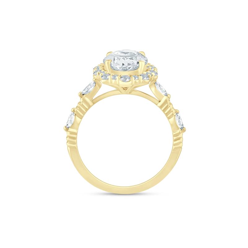 Lab Grown Diamond Oval Halo Engagement Ring in 14K Yellow Gold &#40;3 1/2 ct. tw.&#41; – Image 2 of 3