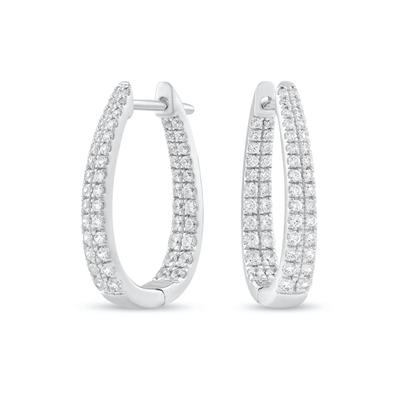 Diamond Double-Row Inside-Out Oval Hoop Earrings in 10K White Gold (1 ct. tw.)