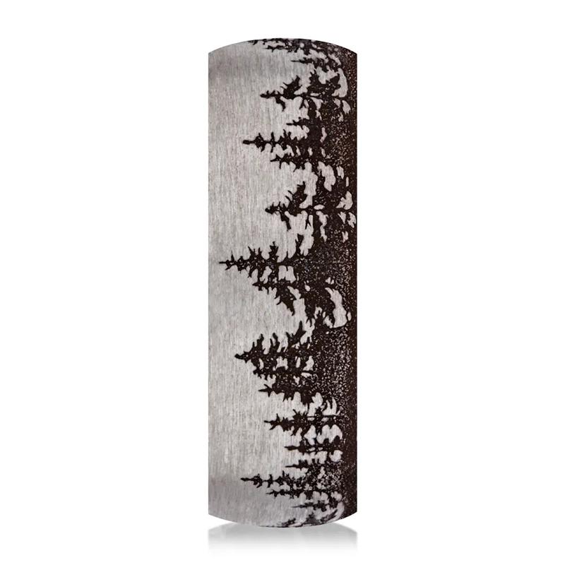 Men&#39;s Engraved Wedding Band with Tree Pattern in Black Titanium, 6.5mm – Image 3 of 3