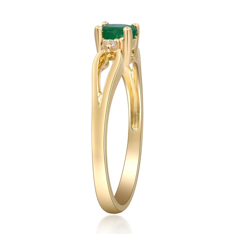 Emerald &amp; Diamond Accent Split-Shank Ring in 10K Yellow Gold – Image 3 of 5