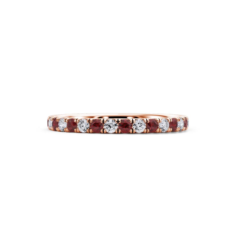 Lab Grown Diamond &amp; Lab-Created Ruby Anniversary Band in 14K Rose Gold (1/3 ct. tw.) – Image 1 of 4