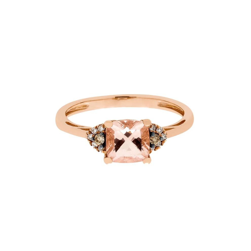Morganite, Champagne &amp; White Diamond Ring in 10K Rose Gold – Image 1 of 3