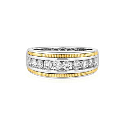 Men's 1 ct. tw. Diamond Milgrain Band in 10K White & Yellow Gold
