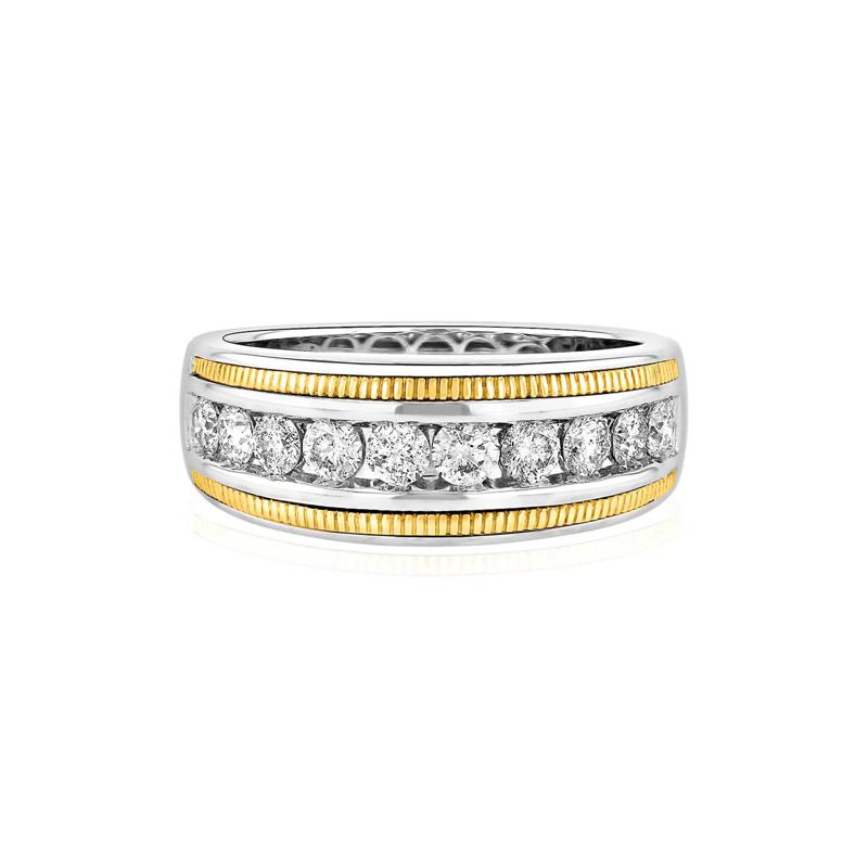 Men&#39;s 1 ct. tw. Diamond Milgrain Band in 10K White &amp; Yellow Gold – Image 1 of 3