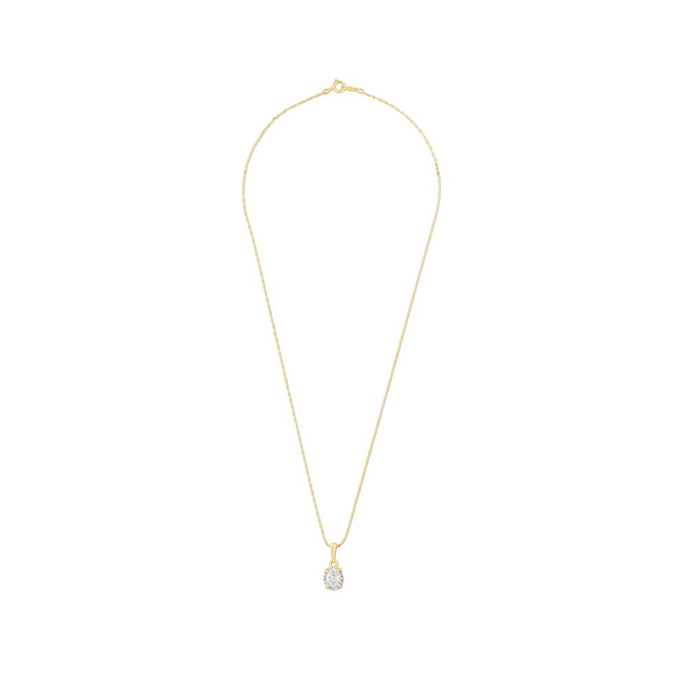 Lab Grown Diamond Oval Illusion Pendant Necklace in 10K Yellow &amp; White Gold (1/5 ct. tw.) – Image 3 of 4