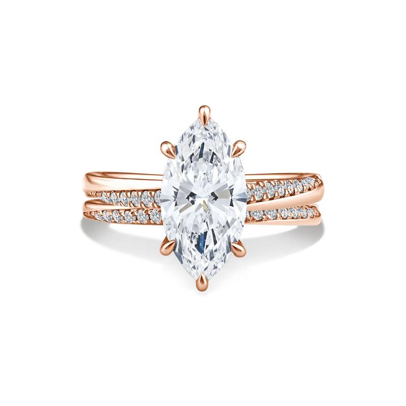 Lab Grown Diamond Marquise Engagement Ring in 18K Rose Gold (3 ct. tw.) – Image 1 of 6
