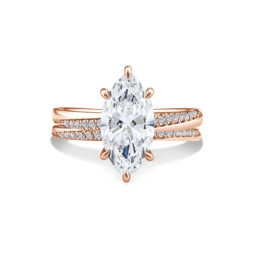 Lab Grown Diamond Marquise Engagement Ring in 18K Rose Gold (3 ct. tw.) – Image 1 of 6