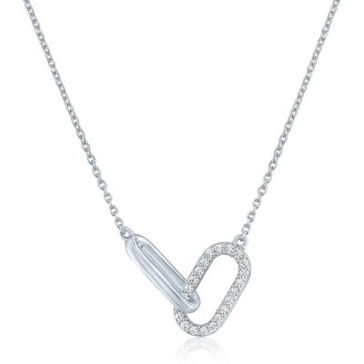 Diamond Accent Paperclip Connection Pendant in Sterling Silver