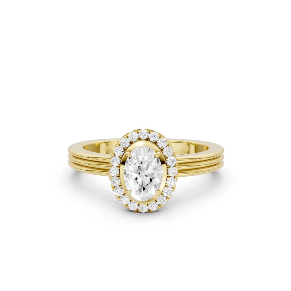 Diamond Oval Halo Engagement Ring in 14K Yellow Gold (5/8 ct. tw.) – Image 1 of 5