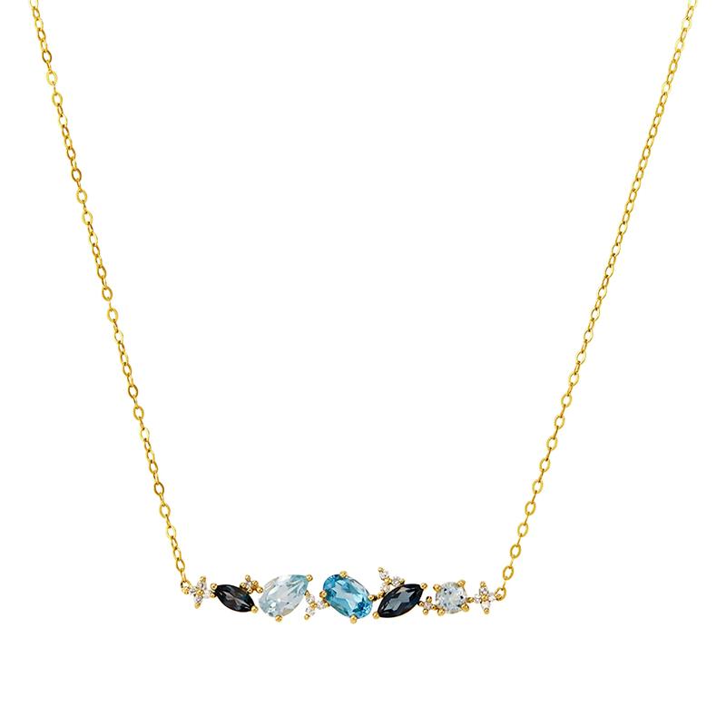 Blue Topaz Multi-Stone Necklace in 10K Yellow Gold – Image 1 of 1
