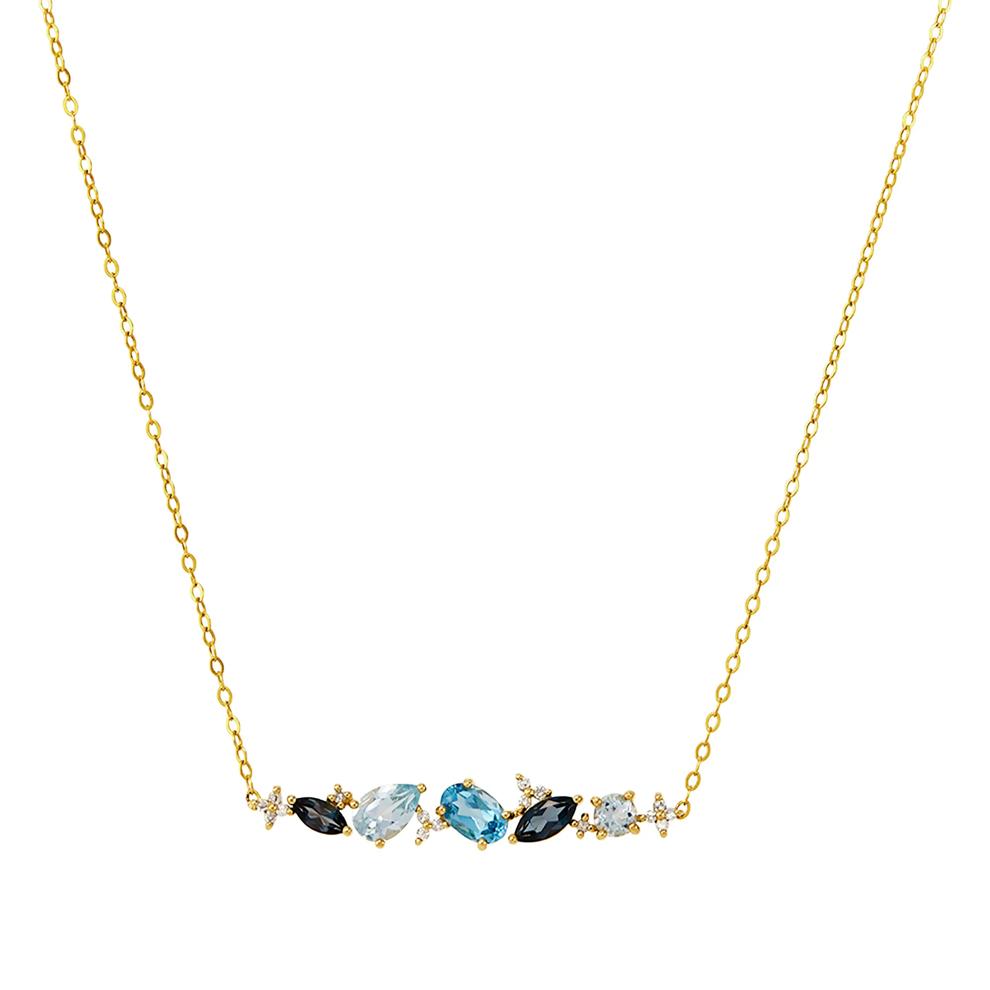 Blue Topaz Multi-Stone Necklace in 10K Yellow Gold – Image 1 of 1