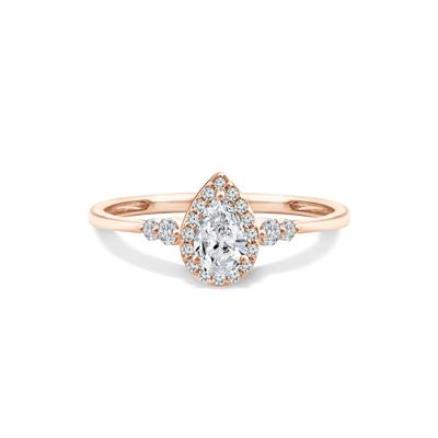 Lab Grown Diamond Pear-Shaped Halo Center Promise Ring in 10K Rose Gold (1/2 ct. tw.)