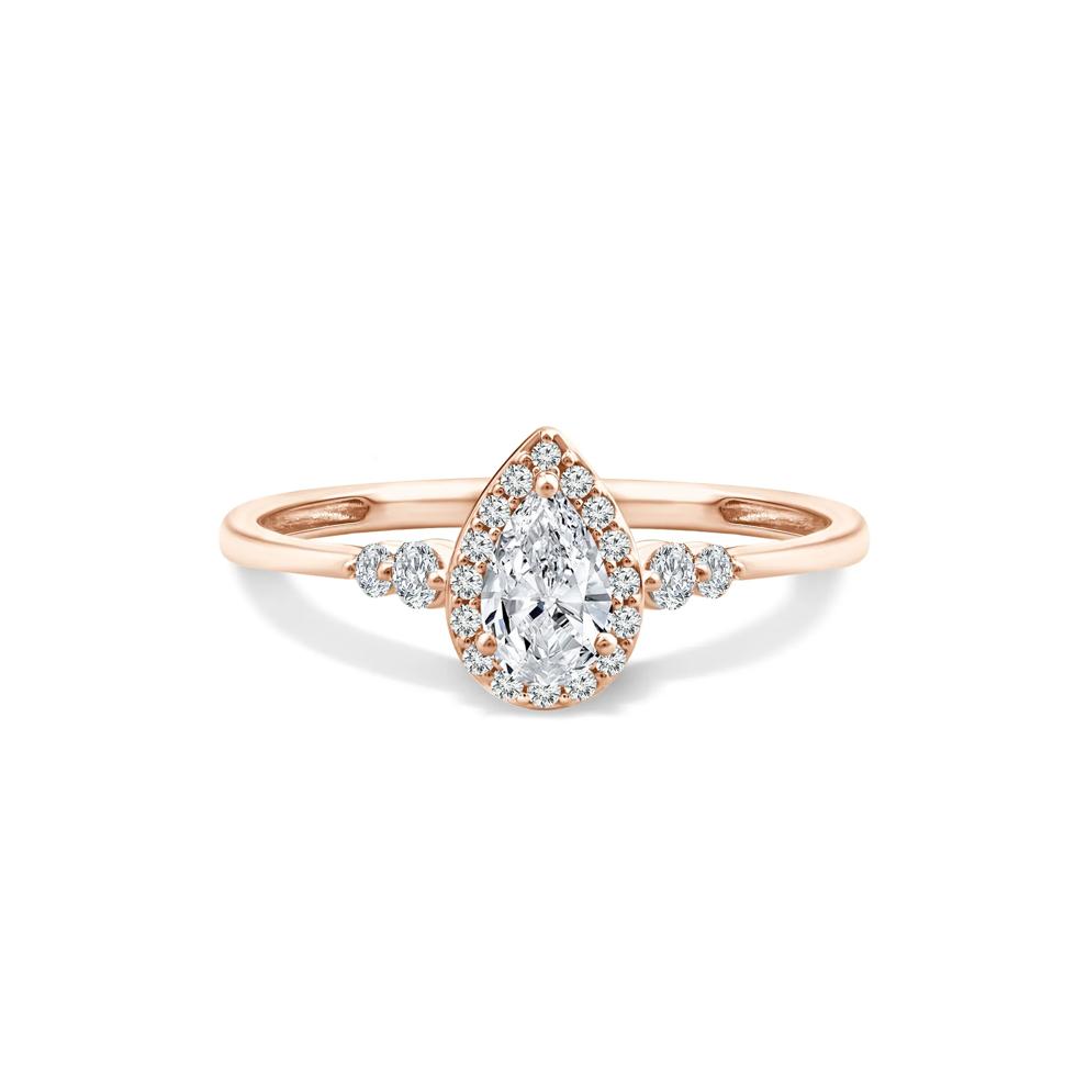 Lab Grown Diamond Pear-Shaped Halo Center Promise Ring in 10K Rose Gold (1/2 ct. tw.) – Image 1 of 4