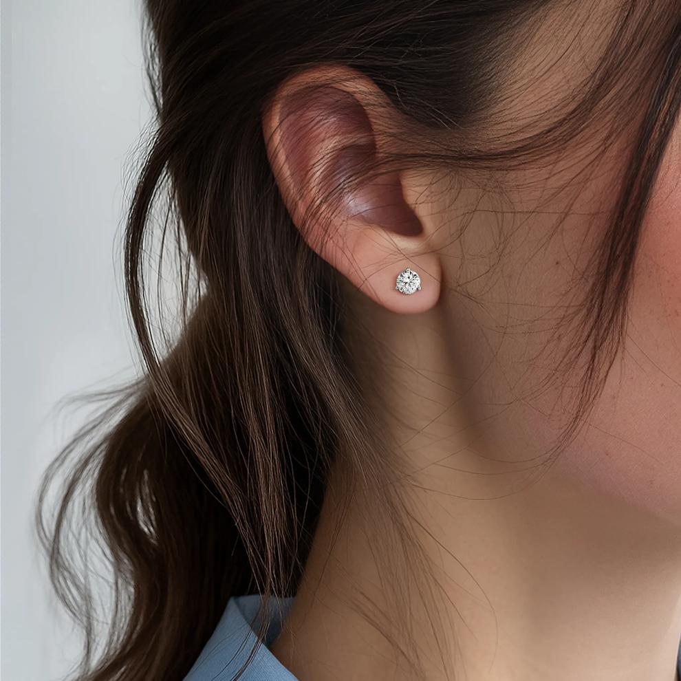 White Sapphire Stud Earrings in Sterling Silver – Image 3 of 3