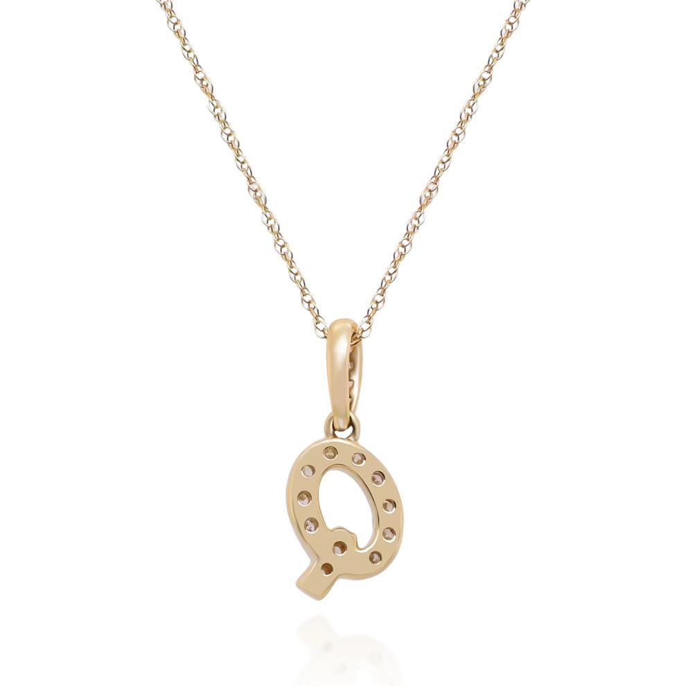 Diamond Q Initial Pendant in 10K Yellow Gold (1/10 ct. tw.)  – Image 4 of 4