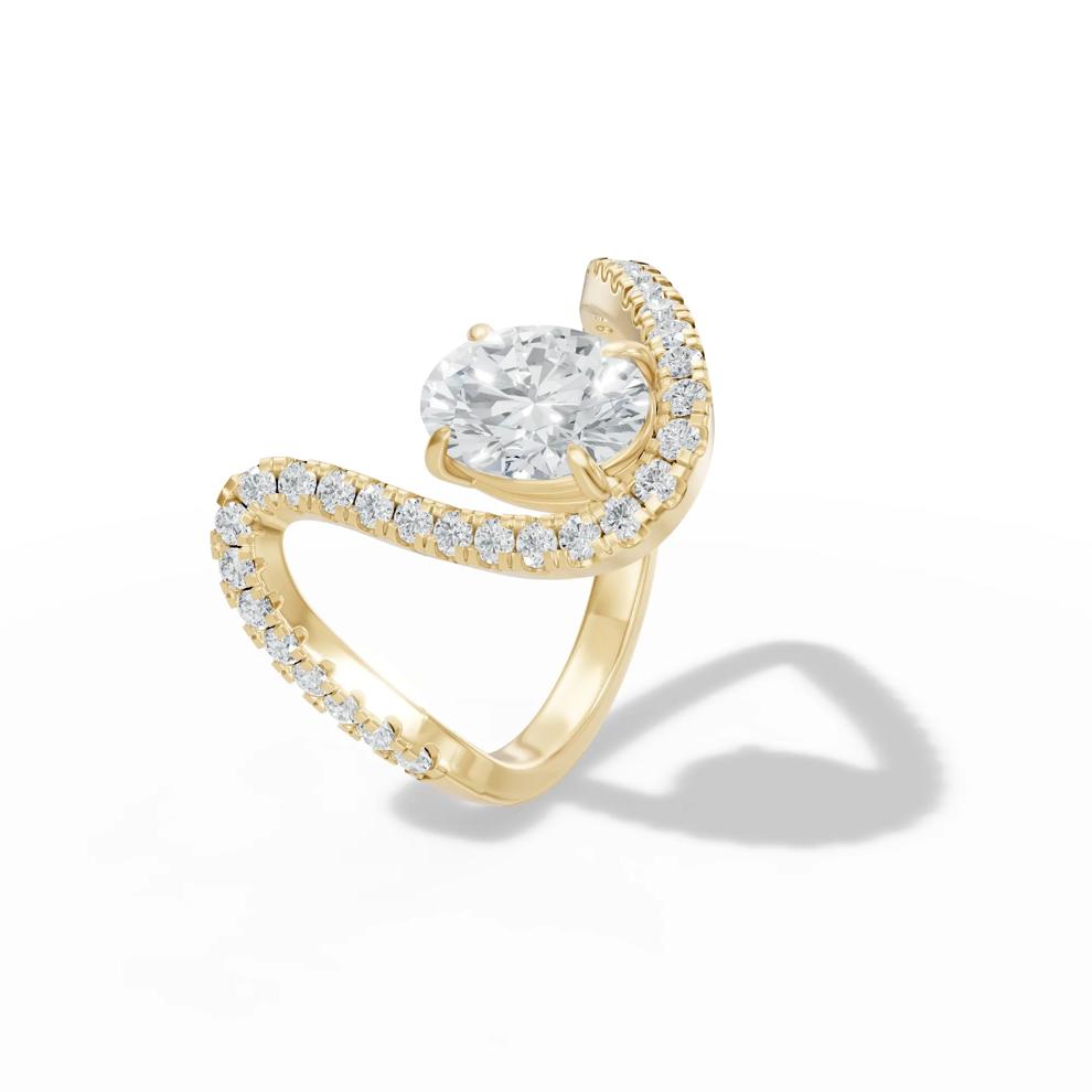 Lab Grown Diamond Oval Center Engagement Ring in 18K Yellow Gold (2 1/3 ct. tw.) – Image 4 of 4