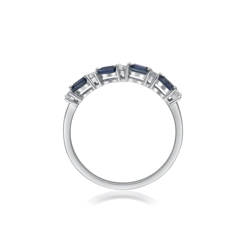 Baguette Blue Sapphire and Diamond Band in 10K White Gold (1/8 ct. tw.) – Image 2 of 5