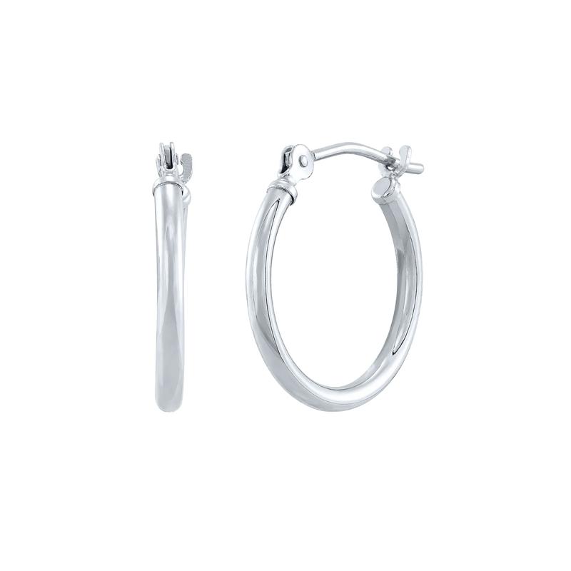 Polished Hoop Earrings in 14K White Gold – Image 2 of 2