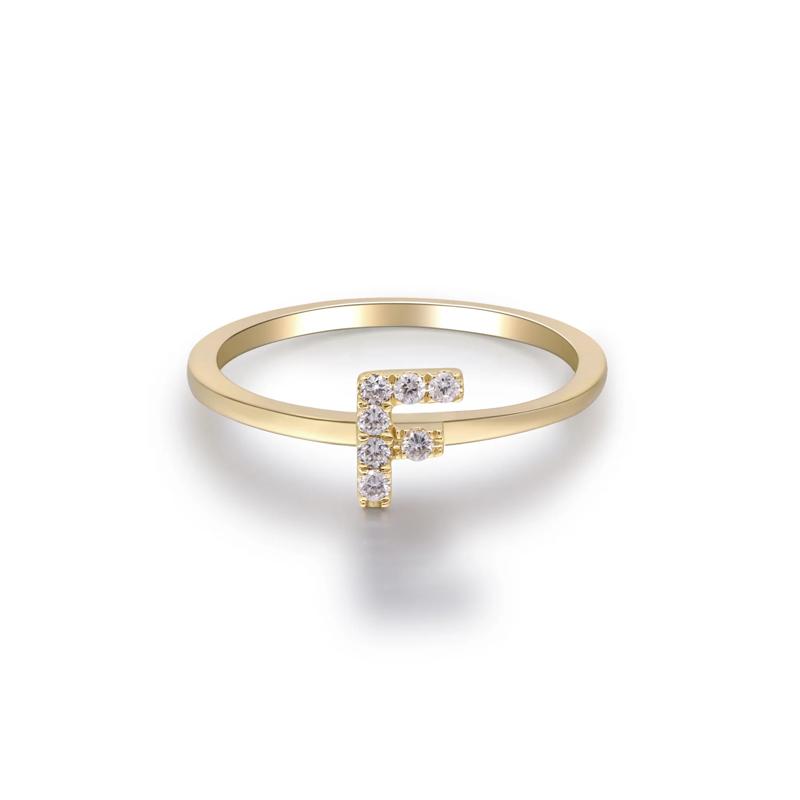 Diamond Accent &quot;F&quot; Initial Ring in 10K Yellow Gold – Image 5 of 5