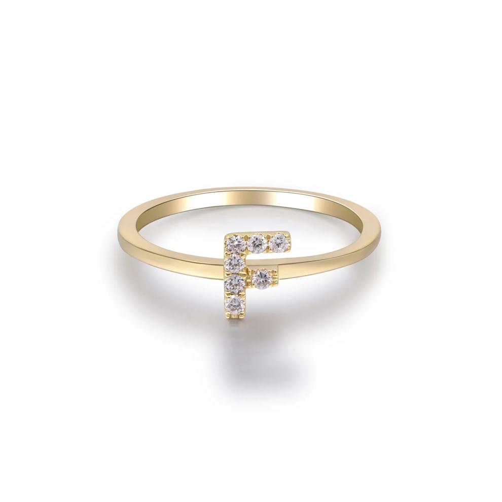 Diamond Accent "F" Initial Ring in 10K Yellow Gold – Image 5 of 5
