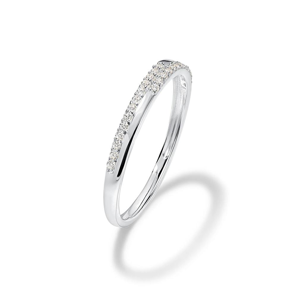 Diamond Split Double Row Stack Band in 10K White Gold (1/10 ct. tw.) – Image 4 of 4