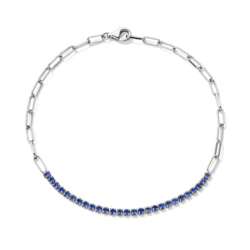 Lab-Created Blue Sapphire Paperclip Bracelet in Sterling Silver – Image 2 of 2