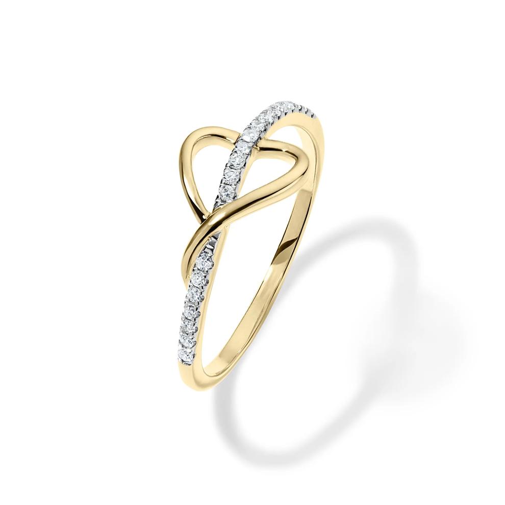 Diamond Sideways Heart Ring in 10K Yellow Gold (1/8 ct. tw.) – Image 4 of 4