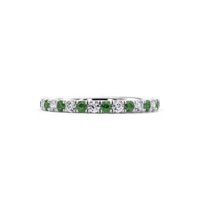 Lab Grown Diamond & Lab-Created Emerald Anniversary Band in 14K White Gold (1/3 ct. tw.)