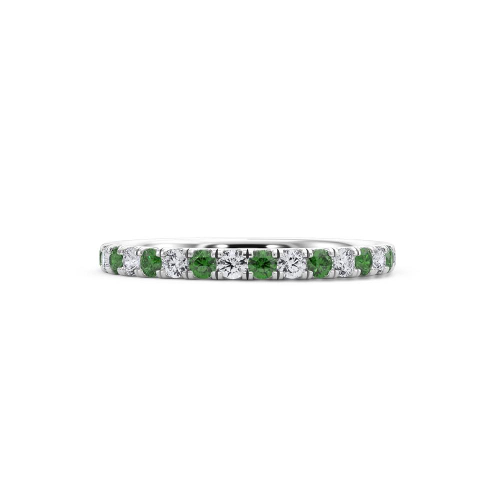 Lab Grown Diamond &amp; Lab-Created Emerald Anniversary Band in 14K White Gold (1/3 ct. tw.) – Image 1 of 4