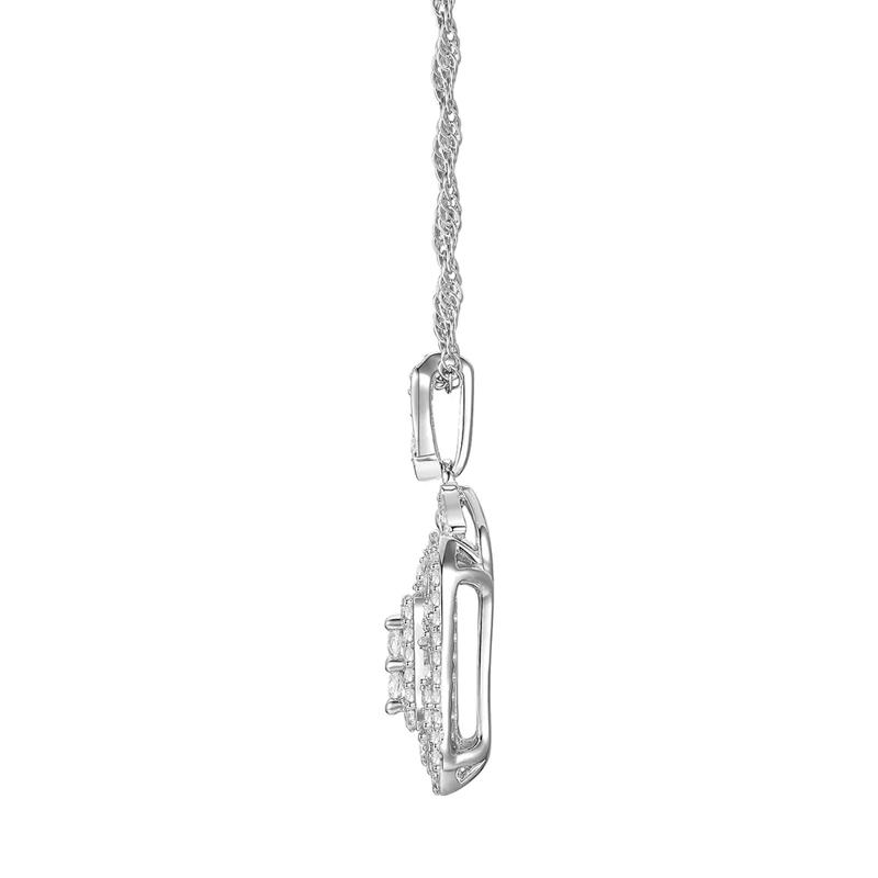 Diamond Cluster Drop Pendant in 10K White Gold &#40;1/2 ct. tw.&#41; – Image 2 of 3