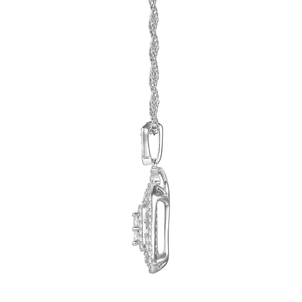 Diamond Cluster Drop Pendant in 10K White Gold (1/2 ct. tw.) – Image 2 of 3