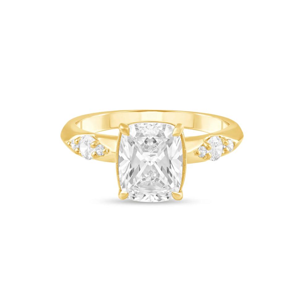 Lab Grown Diamond Elongated Cushion Center Engagement Ring in 10K Yellow Gold (2 1/5 ct. tw.) – Image 1 of 4