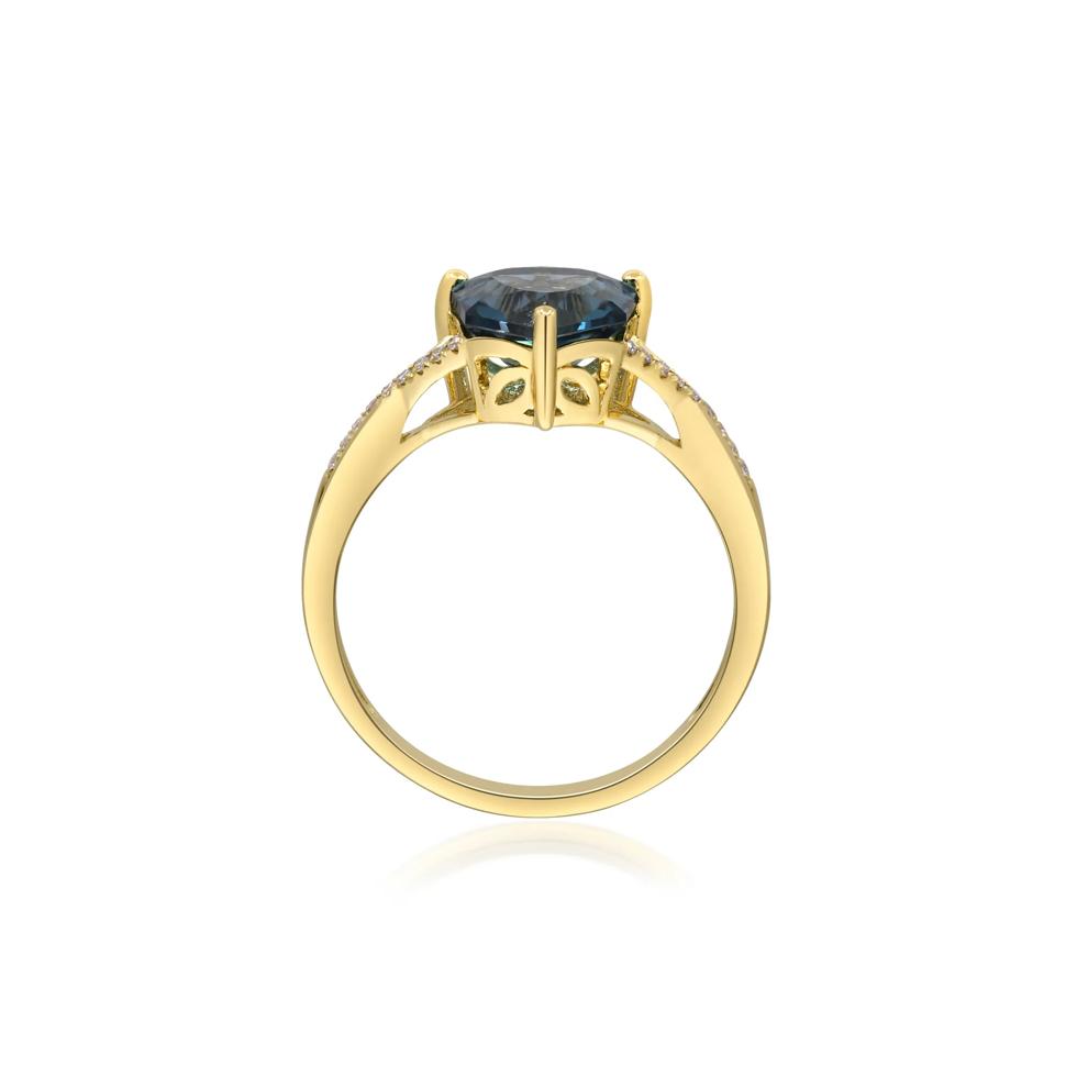 London Blue Topaz &amp; Diamond Accent Ring in 10K Yellow Gold – Image 2 of 5