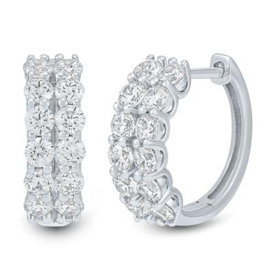 Lab Grown Diamond Two-Row Hoop Earrings in 10K White Gold (1 1/2 ct. tw.)