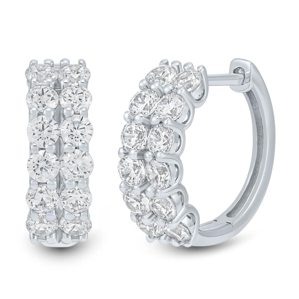 Lab Grown Diamond Two-Row Hoop Earrings in 10K White Gold (1 1/2 ct. tw.)  – Image 1 of 2