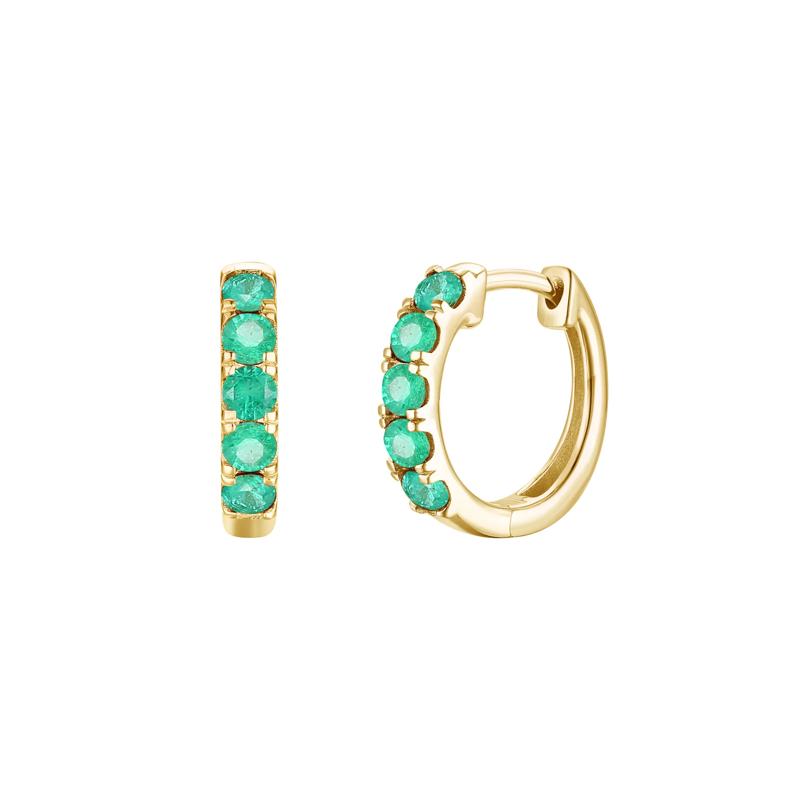 Emerald Hoop Earrings in 10K Yellow Gold – Image 1 of 1