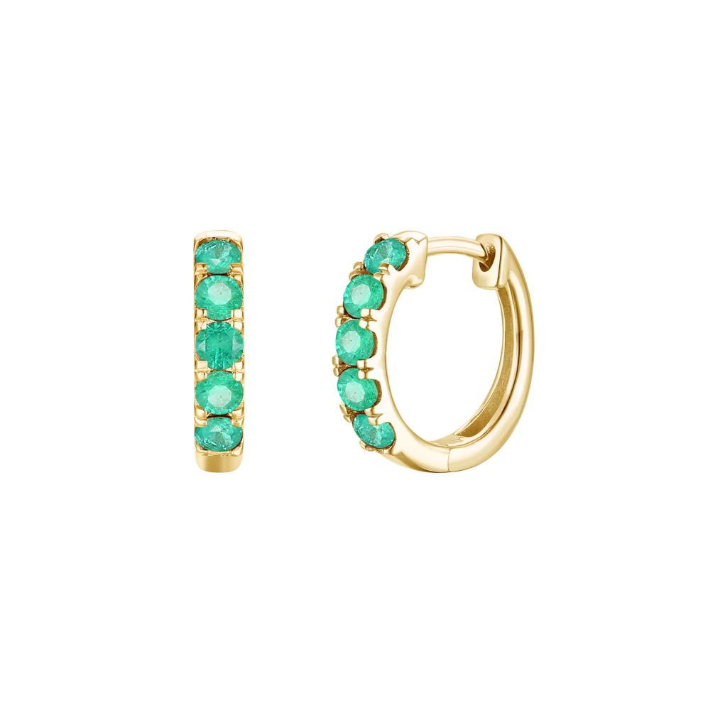Emerald Hoop Earrings in 10K Yellow Gold – Image 1 of 1
