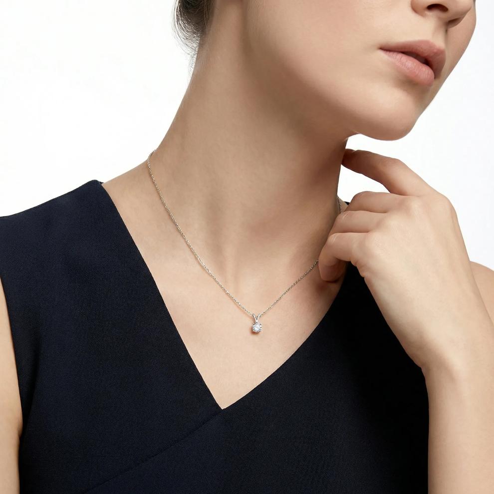 1/3 ct. tw. Diamond Solitaire Pendant in 14K White Gold – Image 5 of 5