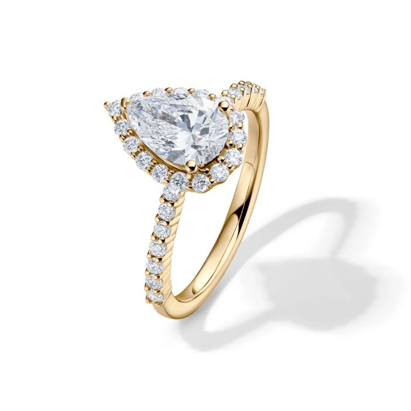 Lab Grown Diamond Pear-Shaped Halo Engagement Ring in 14K Yellow Gold  &#40;1 3/4 ct. tw.&#41; – Image 4 of 4