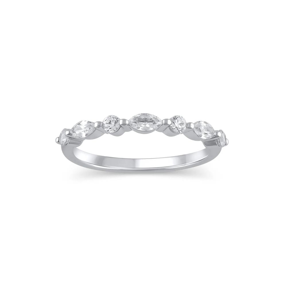 Lab Grown Diamond Round and Marquise-Shaped Band in 14K White Gold (1/2 ct. tw.) – Image 1 of 3