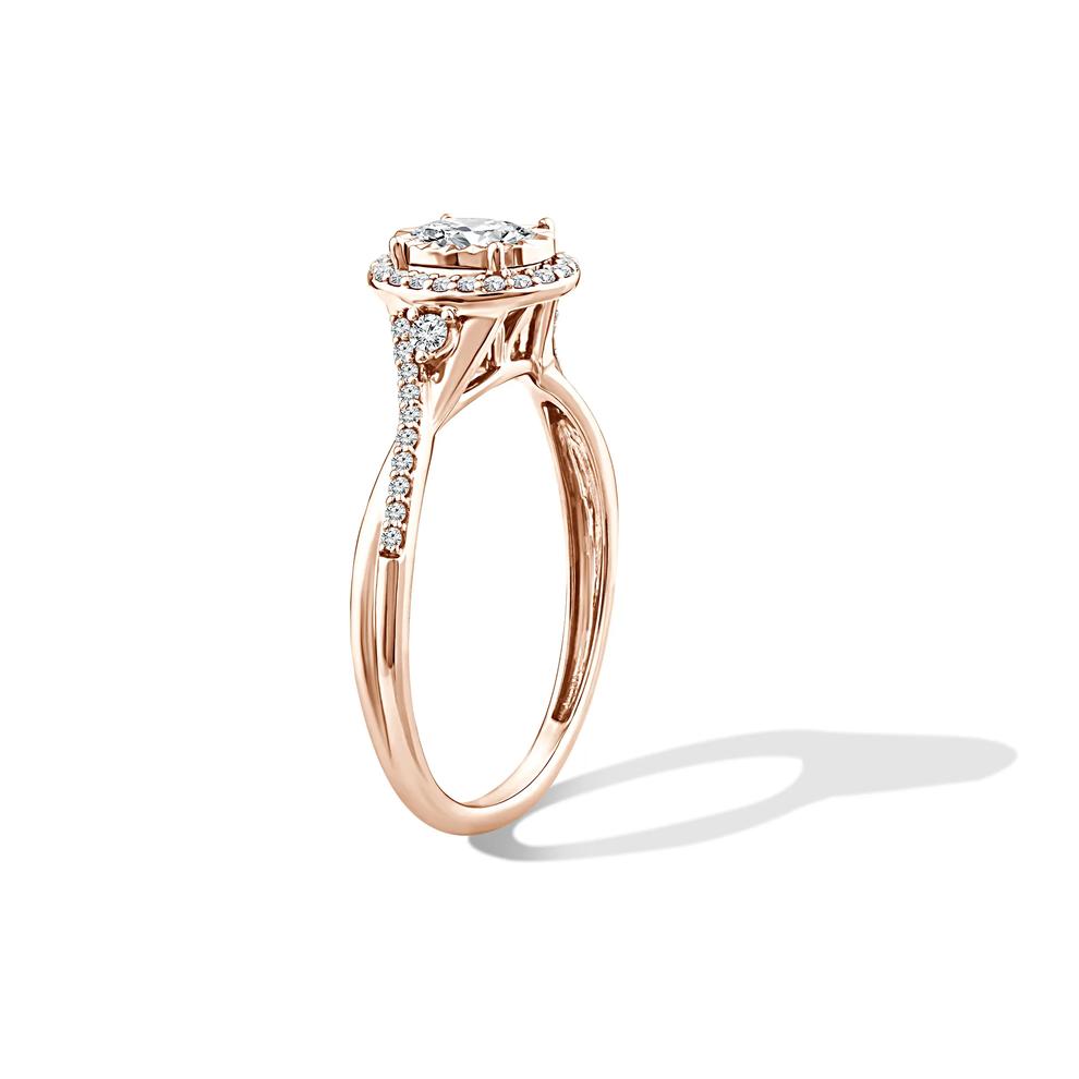 Lab Grown Diamond Oval Halo Center Twist-Shank Promise Ring in 10K Rose Gold (1/2 ct. tw.) – Image 3 of 4
