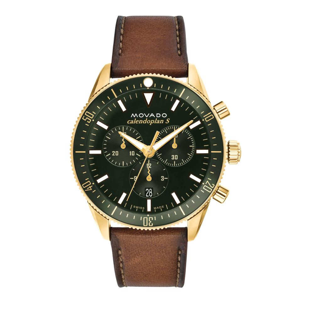Men&rsquo;s Heritage Dress Watch with Leather Band in Green Ion-Plated Stainless Steel – Image 1 of 3